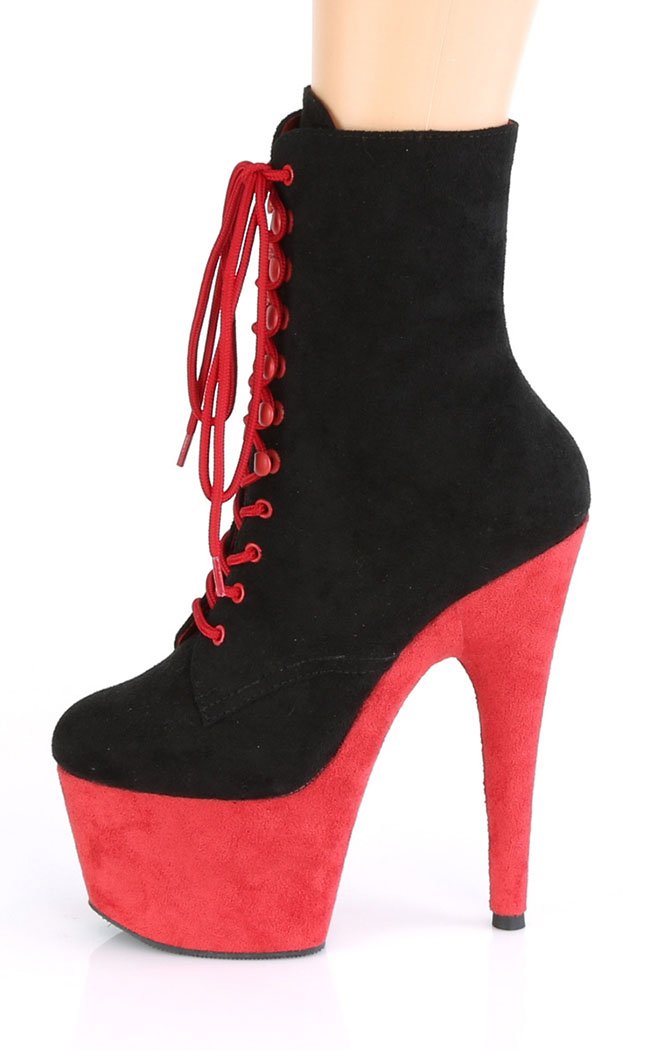 ADORE-1020 Black & Red Suede Boots-Pleaser-Tragic Beautiful
