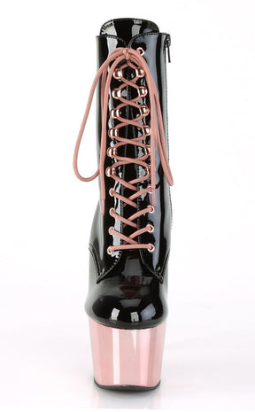 ADORE-1020 Black & Rose Gold Ankle Boots-Pleaser-Tragic Beautiful