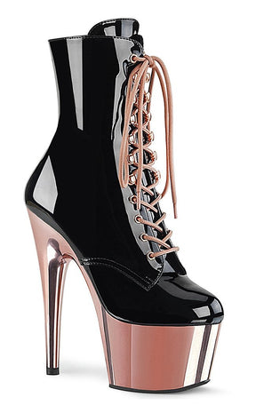 ADORE-1020 Black & Rose Gold Ankle Boots-Pleaser-Tragic Beautiful