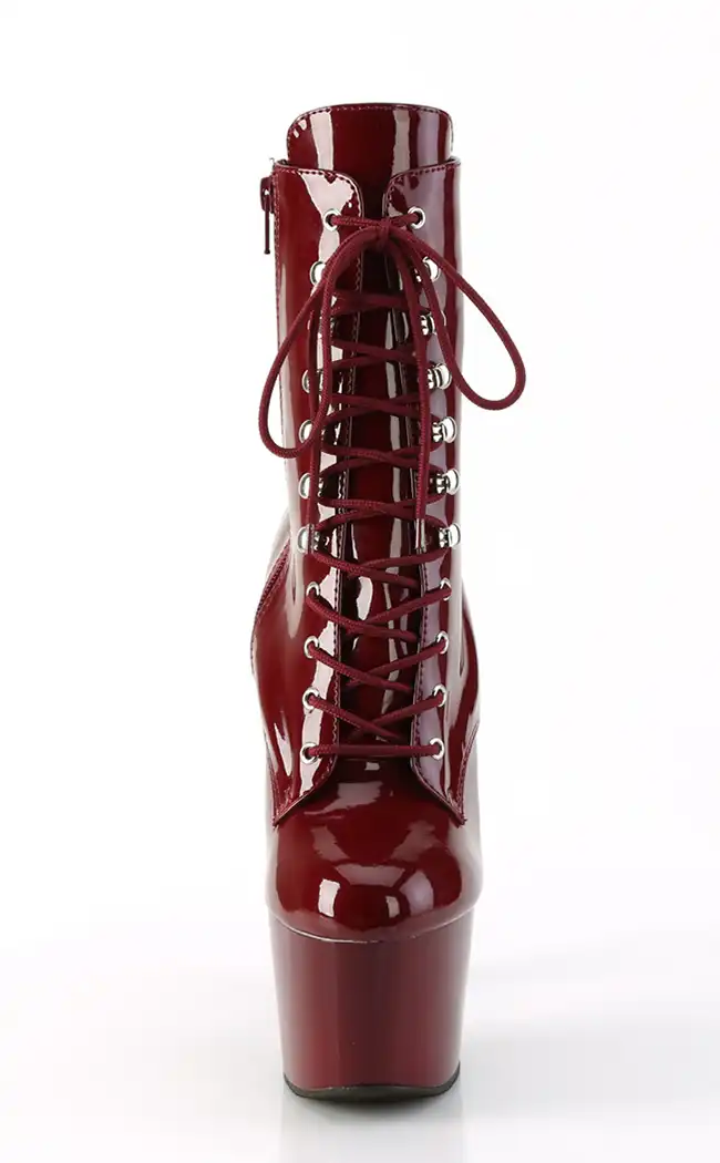 ADORE-1020 Burgundy Patent Ankle Boots-Pleaser-Tragic Beautiful