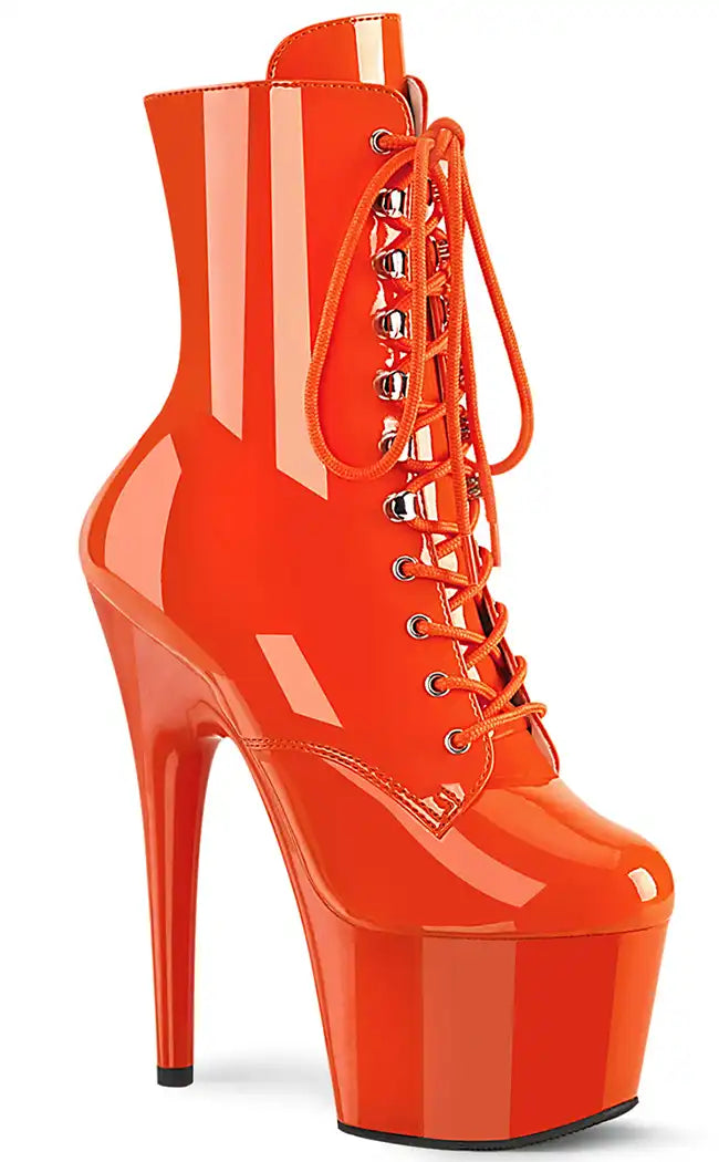 ADORE-1020 Orange Patent Ankle Boots-Pleaser-Tragic Beautiful