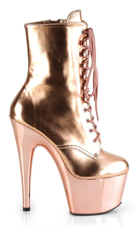 ADORE-1020 Rose Gold Metallic Ankle Boots-Pleaser-Tragic Beautiful