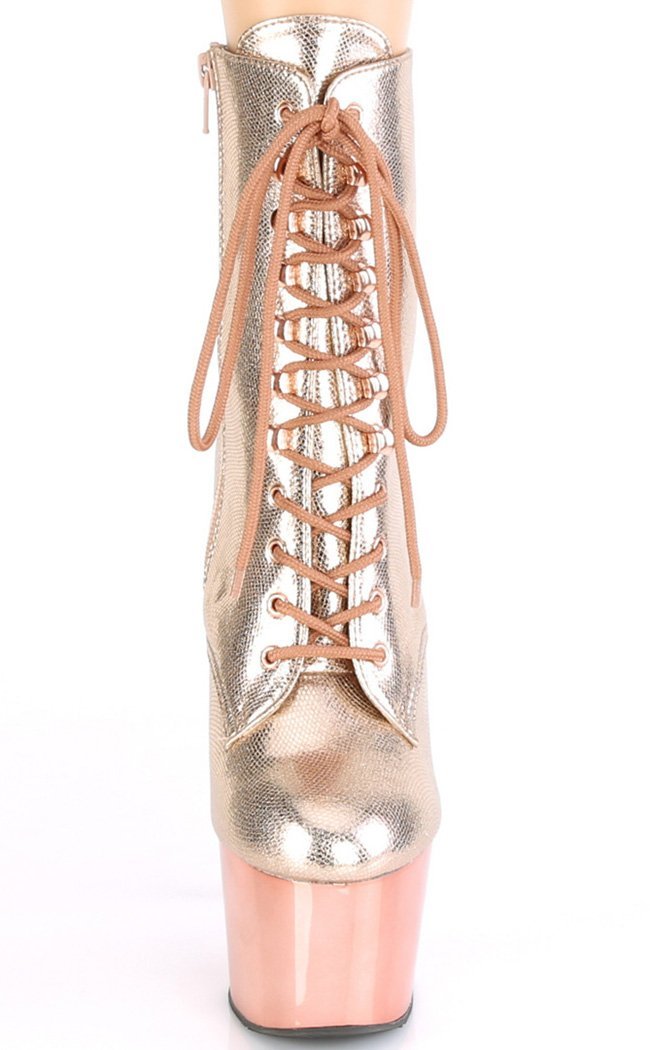 ADORE-1020 Rose Gold Textured Ankle Boots-Pleaser-Tragic Beautiful