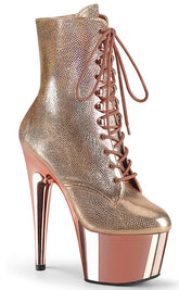 ADORE-1020 Rose Gold Textured Ankle Boots-Pleaser-Tragic Beautiful