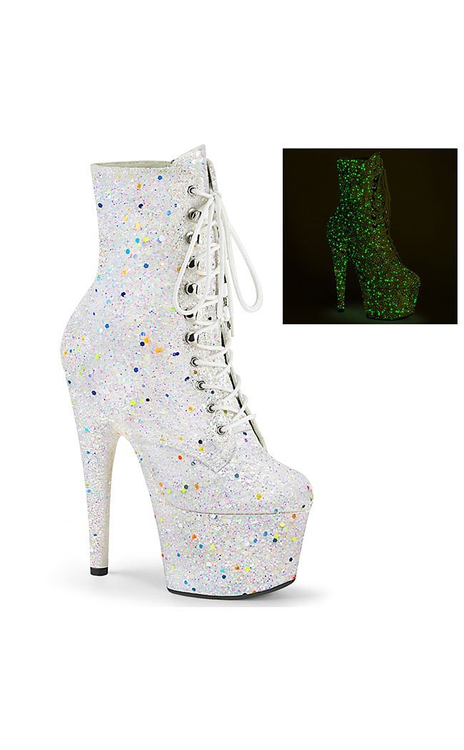 ADORE-1020 White Glitter Boots-Pleaser-Tragic Beautiful