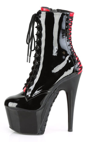 ADORE-1020FH Black Patent & Red Ankle Boots-Pleaser-Tragic Beautiful