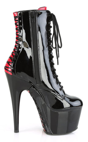 ADORE-1020FH Black Patent & Red Ankle Boots-Pleaser-Tragic Beautiful