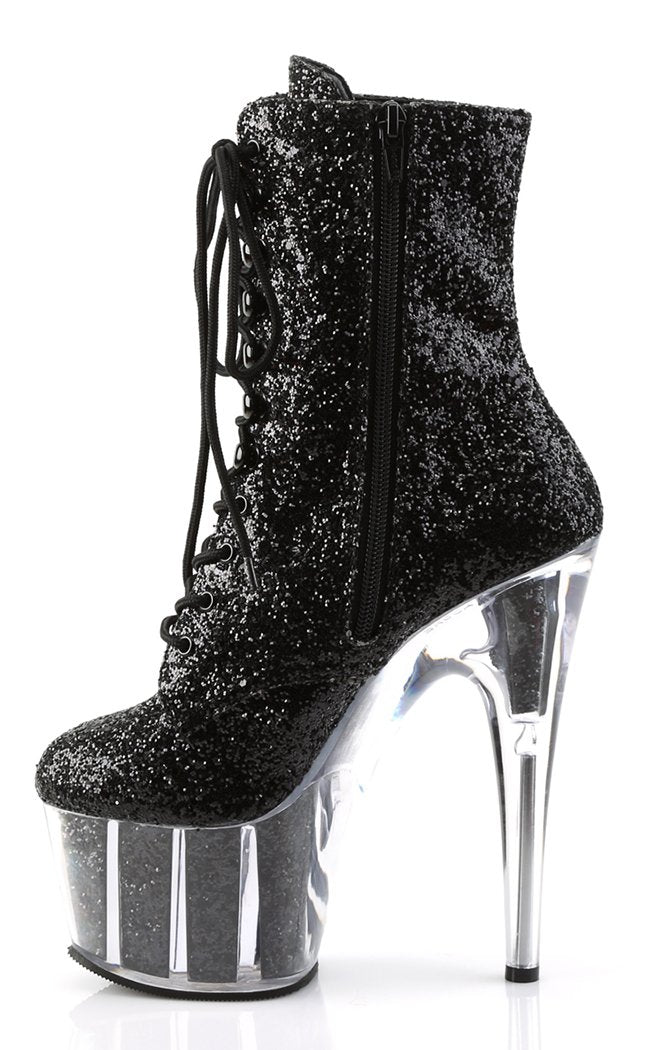 ADORE-1020G Black Glitter Ankle Boots-Pleaser-Tragic Beautiful