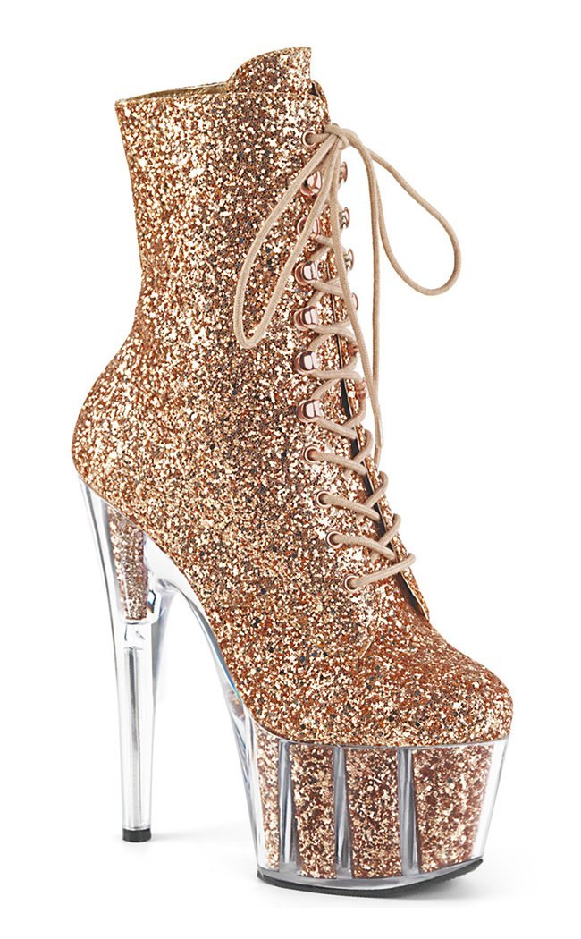 ADORE-1020G Rose Gold Glitter Ankle Boots-Pleaser-Tragic Beautiful