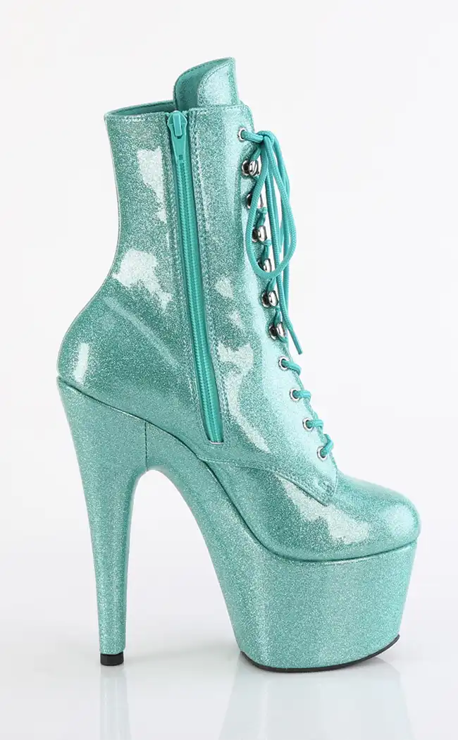 ADORE-1020GP Aqua Glitter Patent Ankle Boots-Pleaser-Tragic Beautiful