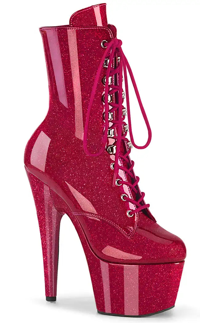 ADORE-1020GP Fuschia Glitter Patent Ankle Boots-Pleaser-Tragic Beautiful