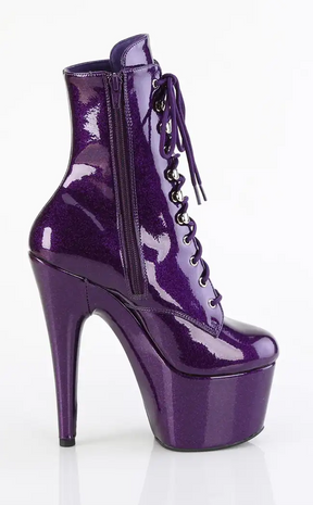 ADORE-1020GP Purple Glitter Patent Ankle Boots-Pleaser-Tragic Beautiful