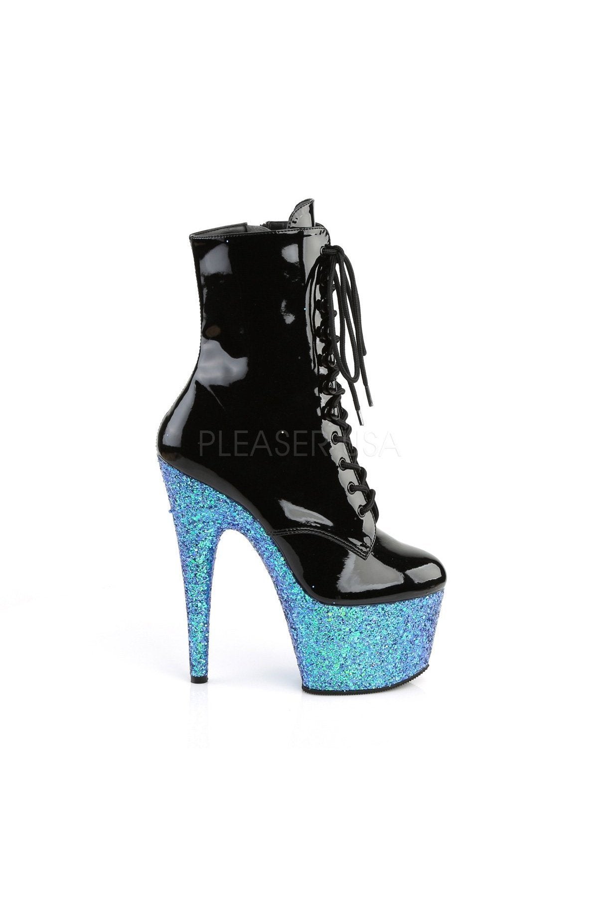 ADORE-1020LG Black Blue Multi Glitter Ankle Boots-Pleaser-Tragic Beautiful