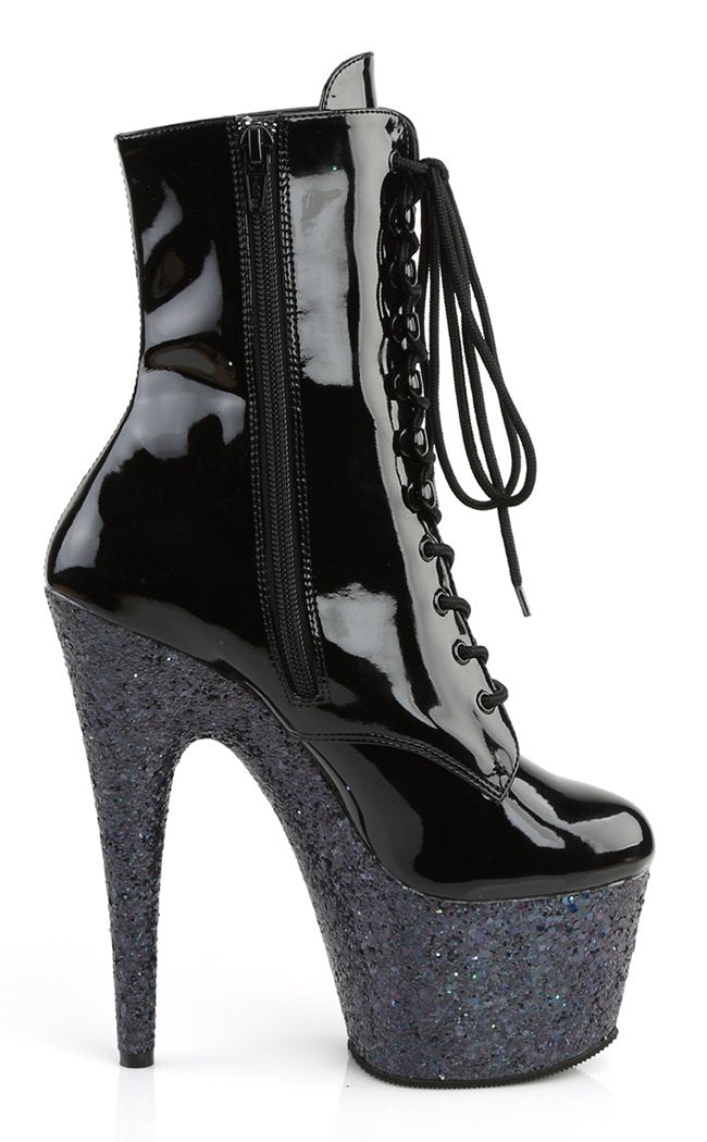ADORE-1020LG Black Multi Glitter Ankle Boots-Pleaser-Tragic Beautiful