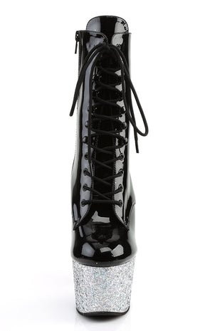 ADORE-1020LG Black Silver Multi Glitter Ankle Boots-Pleaser-Tragic Beautiful