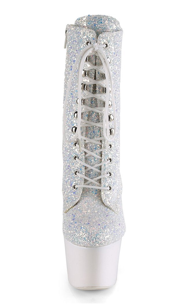 ADORE-1020LG Neon White Multi Glitter Ankle Boots-Pleaser-Tragic Beautiful