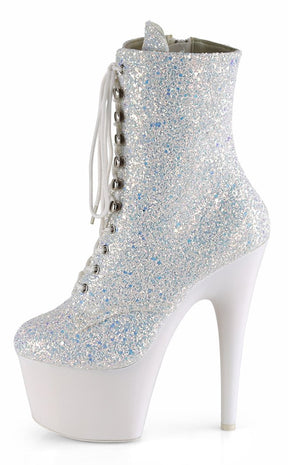 ADORE-1020LG Neon White Multi Glitter Ankle Boots-Pleaser-Tragic Beautiful