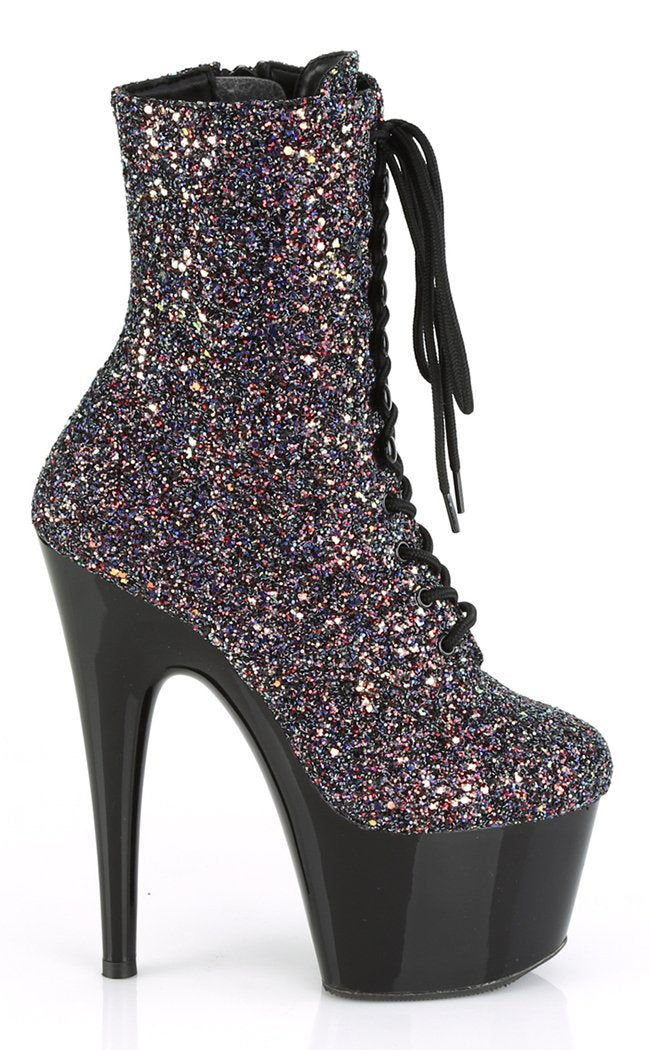 ADORE-1020LG Purple Multi Glitter Ankle Boots-Pleaser-Tragic Beautiful
