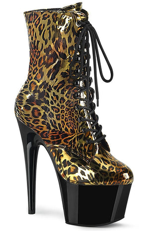 ADORE-1020LP Gold Metallic Leopard Ankle Boots-Pleaser-Tragic Beautiful