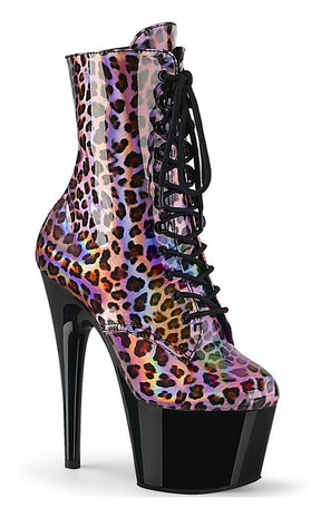 ADORE-1020LP Pink Holo Leopard Ankle Boots-Pleaser-Tragic Beautiful