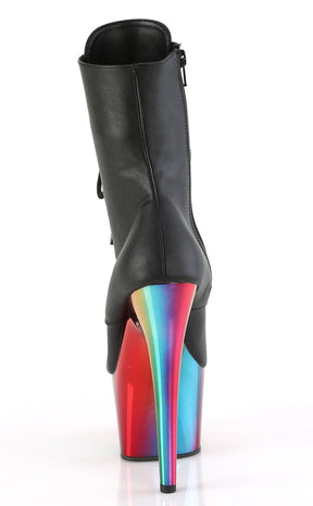 ADORE-1020RC Black Matte Rainbow Chrome Boots-Pleaser-Tragic Beautiful