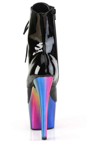 ADORE-1020RC Black Patent Rainbow Chrome Boots-Pleaser-Tragic Beautiful