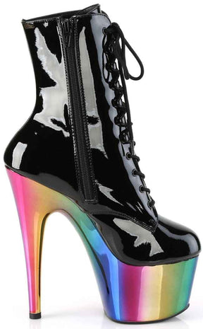 ADORE-1020RC Black Patent Rainbow Chrome Boots-Pleaser-Tragic Beautiful