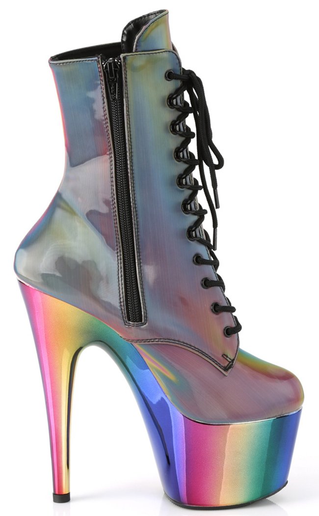 ADORE-1020RC-REFL Rainbow Chrome Ankle Boots-Pleaser-Tragic Beautiful