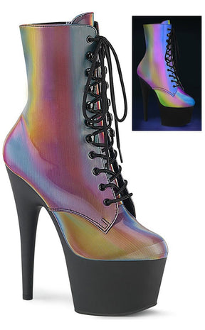 ADORE-1020REFL Rainbow Reflective Ankle Boots-Pleaser-Tragic Beautiful