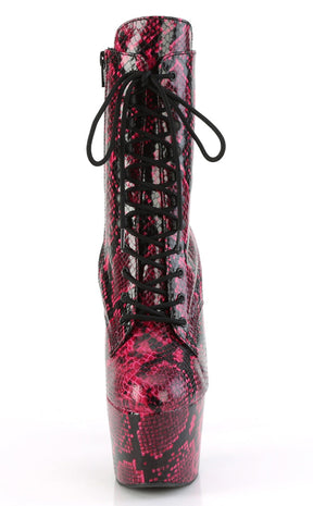 ADORE-1020SPWR Hot Pink Snake Print Ankle Boots-Pleaser-Tragic Beautiful