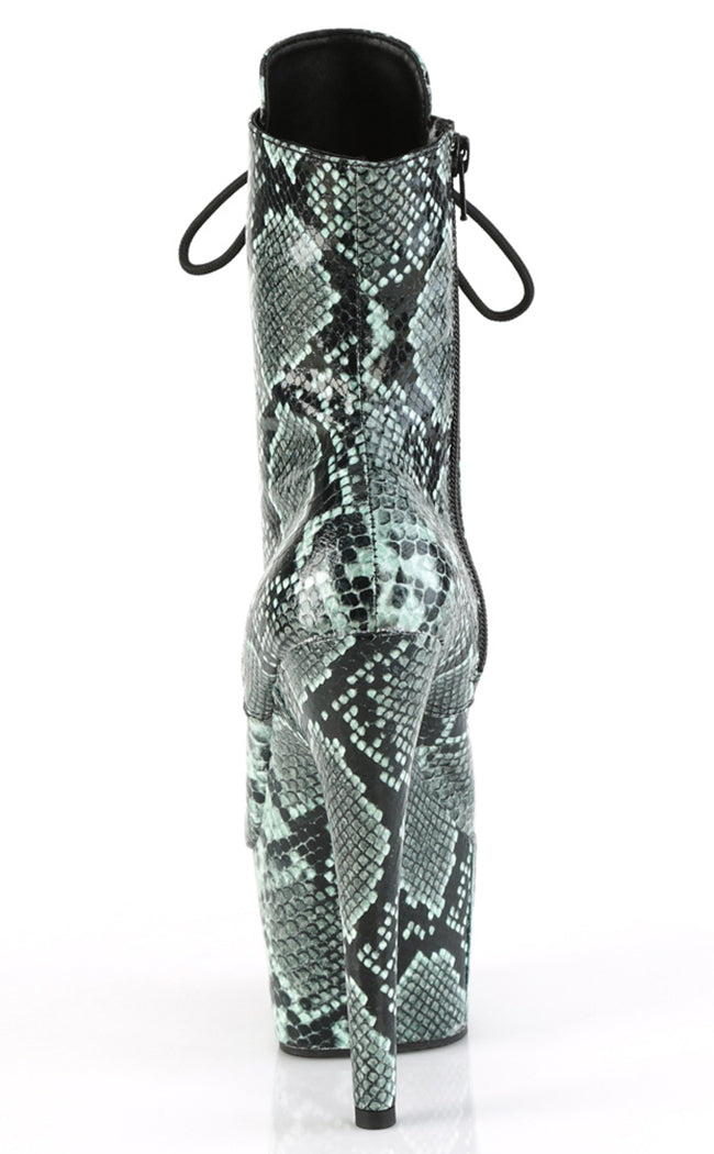 ADORE-1020SPWR Mint Snake Print Ankle Boots-Pleaser-Tragic Beautiful