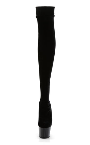 ADORE-3002 Black Velvet Thigh High Boots-Pleaser-Tragic Beautiful