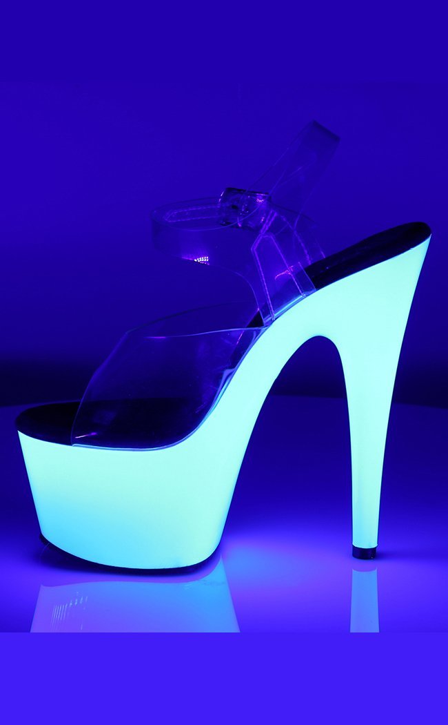 ADORE-708UV Clear & Neon White Heels-Pleaser-Tragic Beautiful