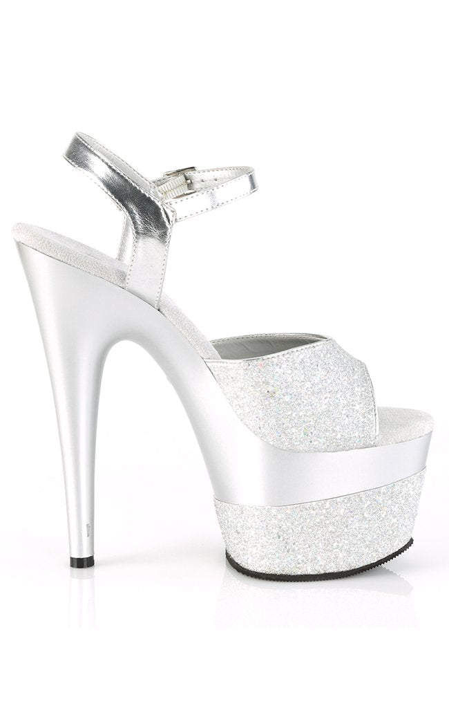 ADORE-709-2G Silver Glitter Heels-Pleaser-Tragic Beautiful
