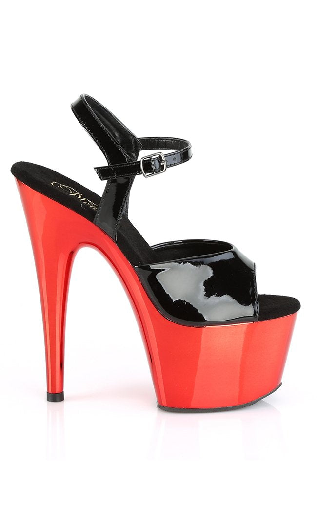 ADORE-709 Black Patent & Red Chrome Heels-Pleaser-Tragic Beautiful