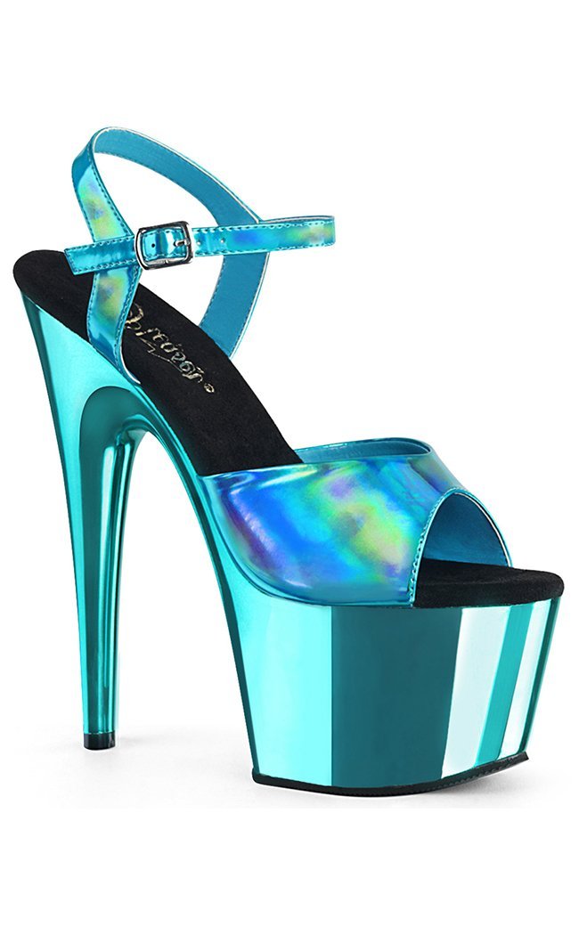 ADORE-709HGCH Turquoise Hologram Chrome Heels-Pleaser-Tragic Beautiful