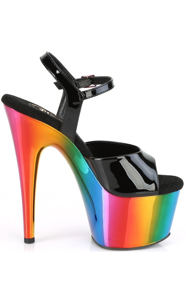 ADORE-709RC Black & Rainbow Chrome Heels-Pleaser-Tragic Beautiful