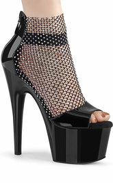 ADORE-765RM Black Patent Rhinestone Mesh Heels-Pleaser-Tragic Beautiful