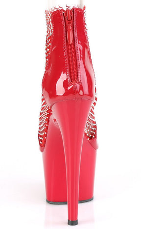 ADORE-765RM Red Patent Rhinestone Mesh Heels-Pleaser-Tragic Beautiful