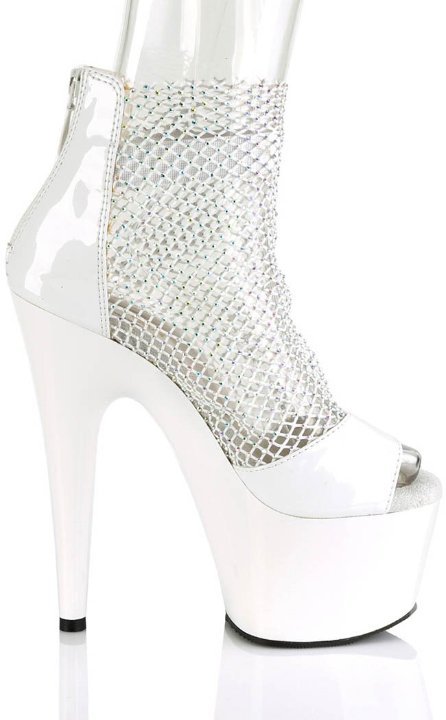 ADORE-765RM White Patent Rhinestone Mesh Heels-Pleaser-Tragic Beautiful