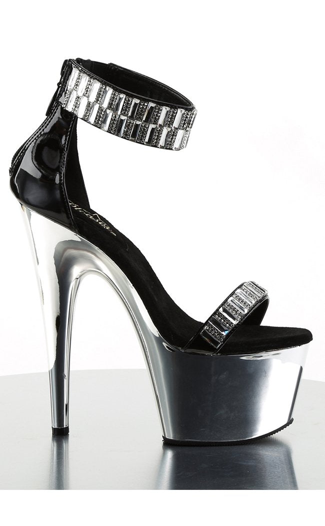 ADORE-769RS Black & Silver Chrome Heels-Pleaser-Tragic Beautiful