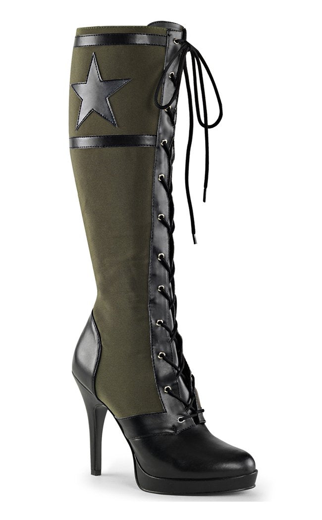 ARENA-2022 Blk Pu-Army Green Canvas Boots-Funtasma-Tragic Beautiful