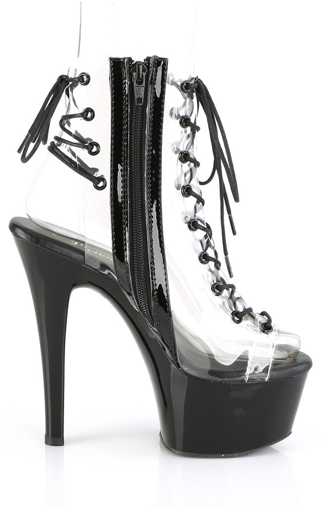 ASPIRE-600-30 Clear & Black Ankle Boots-Pleaser-Tragic Beautiful