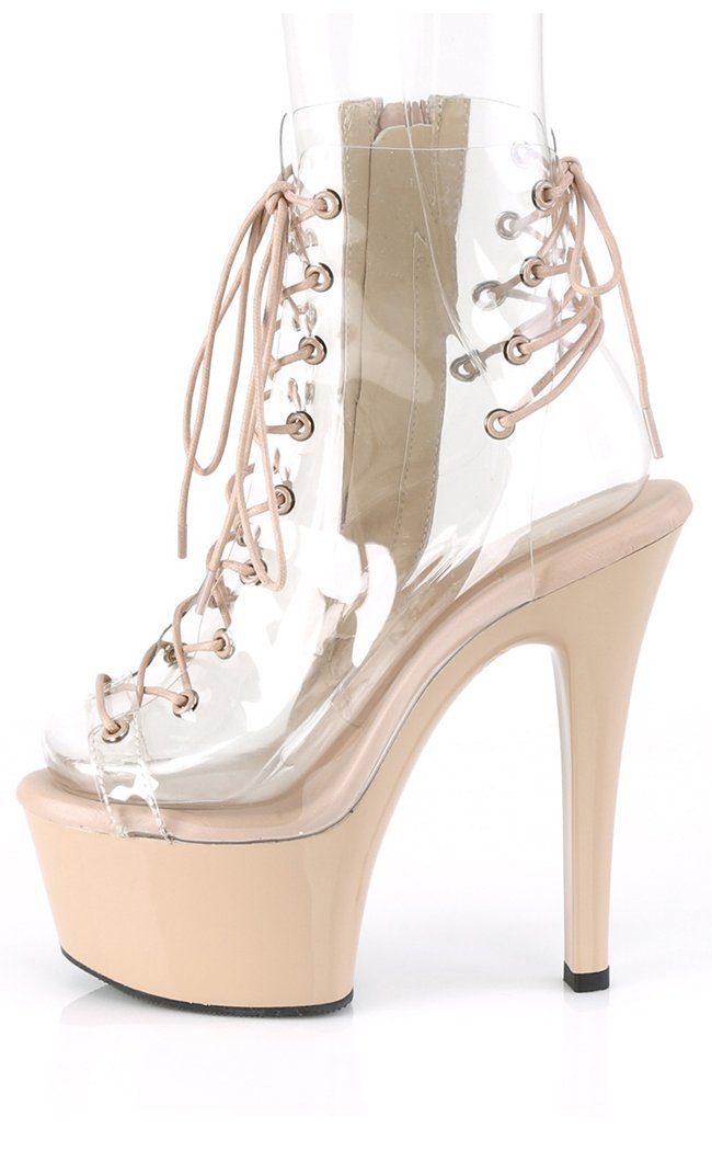 ASPIRE-600-30 Clear & Nude Ankle Boots-Pleaser-Tragic Beautiful
