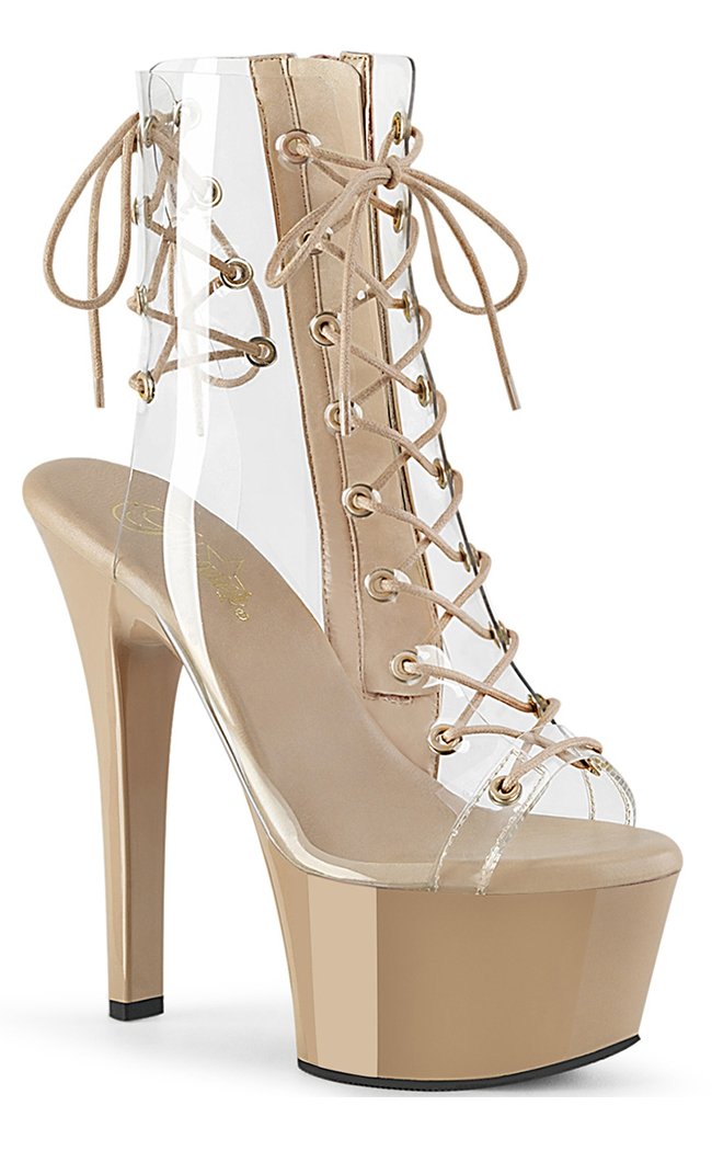 ASPIRE-600-30 Clear & Nude Ankle Boots-Pleaser-Tragic Beautiful