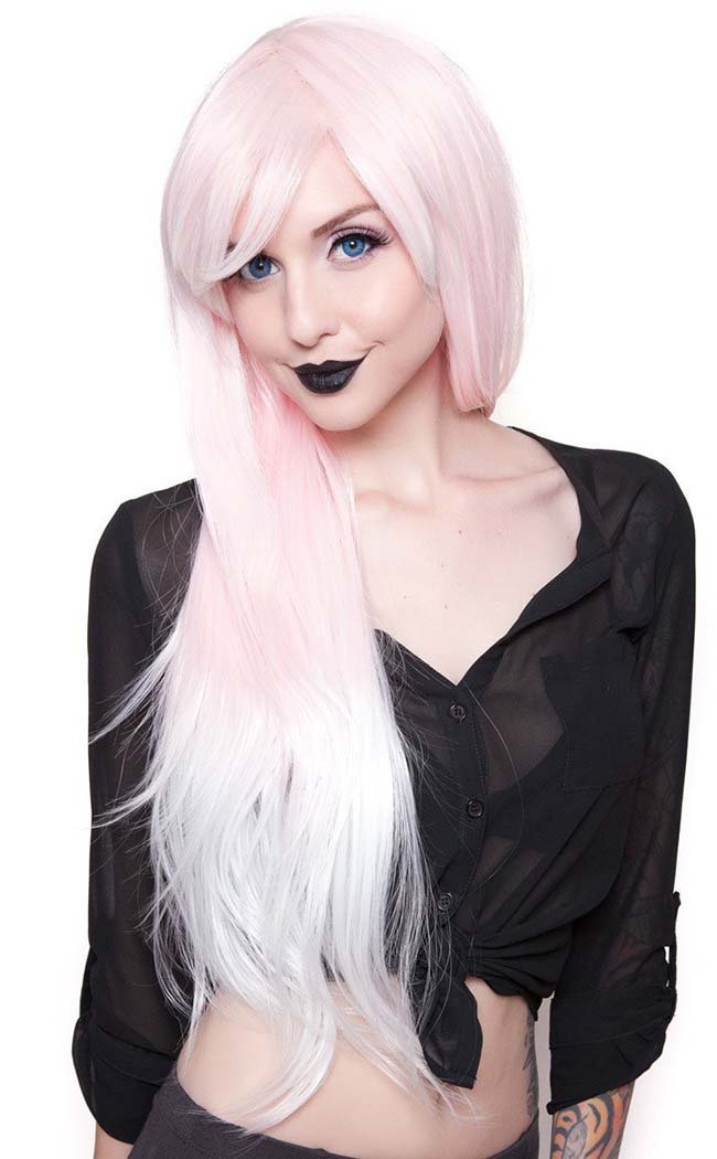 Alexa Ombre Pink to White Fade Long Wig-Rockstar Wigs-Tragic Beautiful