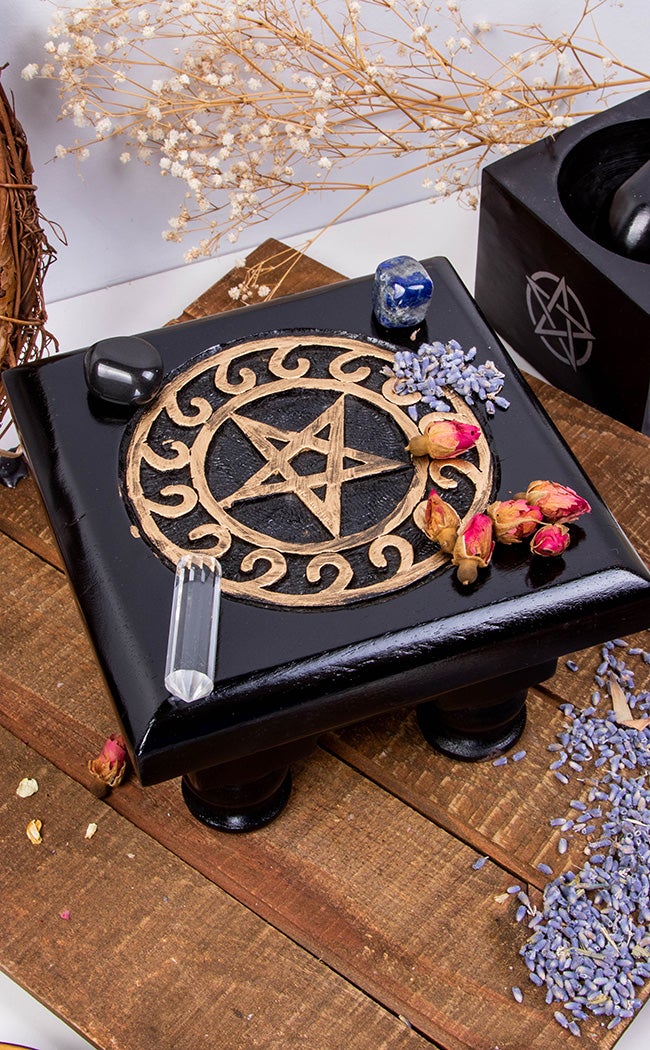 Altar Table | Pentagram Print Gold-TB-Tragic Beautiful