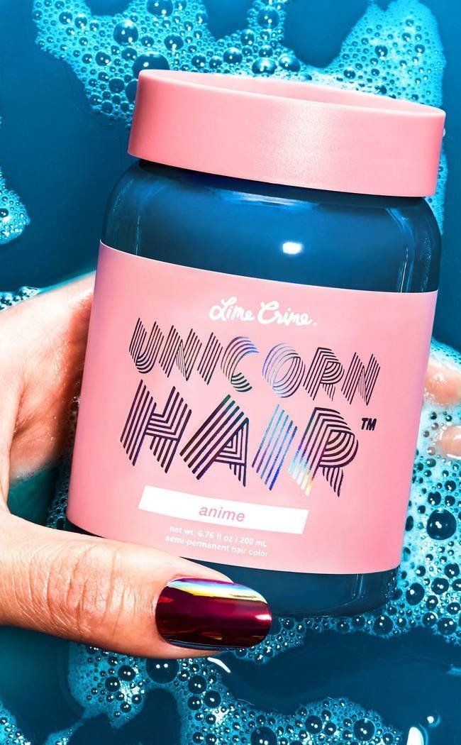 Amazoncom  Lime Crime Unicorn Hair Dye Full Coverage Anime Candy Blue   Vegan and Cruelty Free SemiPermanent Hair Color Conditions  Moisturizes   Temporary Blue Hair Dye With Sugary Citrus Vanilla