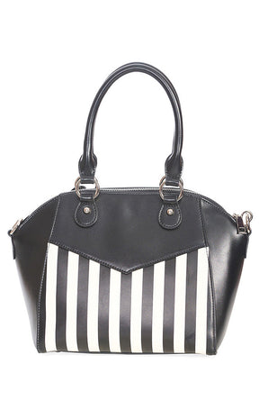 Another Lost Soul Striped Handbag | Black & White-Banned Apparel-Tragic Beautiful