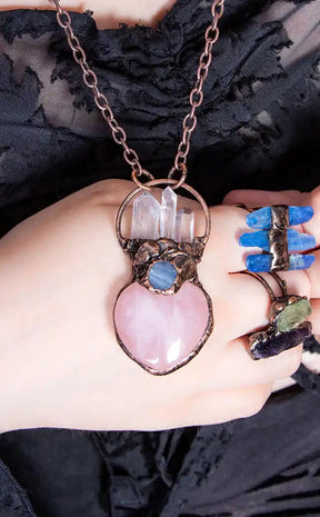Aphrodite's Heart Necklace | Rose Quartz-Gaia Regalia-Tragic Beautiful